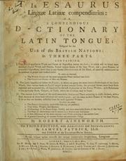 Cover of: Thesaurus linguae latinae compendarius by Robert Ainsworth
