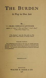 Cover of: The burden by Levinger, Elma Ehrlich