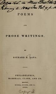 Cover of: Poems and prose writings. by Dana, Richard Henry