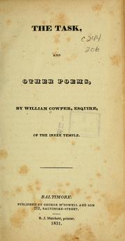 Cover of: The task, and other poems by William Cowper