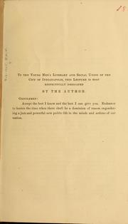 Cover of: Lecture on the source of all civilization : and the means of preserving our civil and religious liberty, delivered before the young men's literary and social union, of the City of Indianapolis