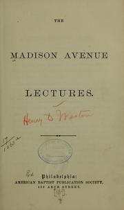 Cover of: The Madison avenue lectures.