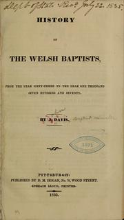 Cover of: History of the Welsh Baptists | Joanthan Davis