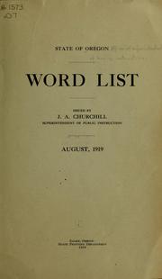 Cover of: Word list by Oregon. Office of superintendent of public instruction. [from old catalog]