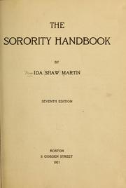 Cover of: The sorority handbook by Ida Shaw Martin