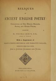 Cover of: Reliques of ancient English poetry.