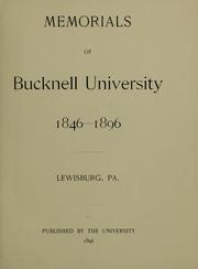 Cover of: Memorials of Bucknell university, 1846-1896.