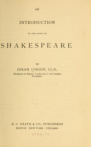 Cover of: An introduction to the study of Shakespeare