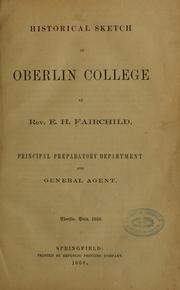 Cover of: Historical sketch of Oberlin college.
