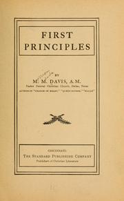 Cover of: First principles by Davis, M. M., Davis, M. M.