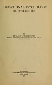 Cover of: Educational psychology by Edward L. Thorndike, Edward L. Thorndike