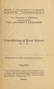 Cover of: Consolidation of rural schools.