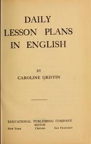 Cover of: Daily lesson plans in English