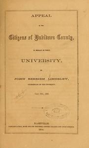 Cover of: Appeal to the citizens of Davidson County: in behalf of their university