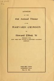 Cover of: Address at the 41st annual dinner of the Harvard Crimson