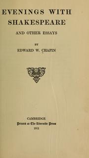 Cover of: Evenings with Shakespeare, and other essays by Edward Whitman Chapin