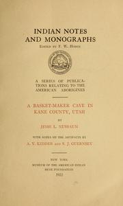 Cover of: A basket-maker cave in Kane County, Utah by Jesse L. Nusbaum