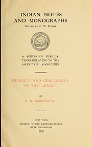 Cover of: ... Religion and ceremonies of the Lenape