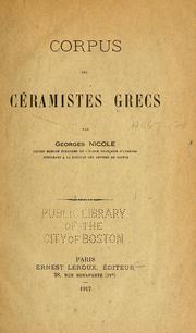 Cover of: Corpus des céramistes grecs