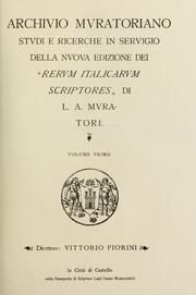 Cover of: Archivio muratoriano: studi e ricerche in servigio della nuova edizione dei "Rerum italicarum scriptores" di L. A. Muratori