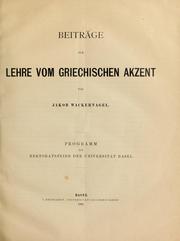 Cover of: Beiträge zur lehre vom griechischen akzent.