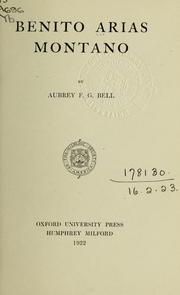 Cover of: Benito Arias Montano by Aubrey F. G. Bell