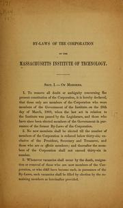 Cover of: By-laws of the corporation of the Massachusetts institute of technology