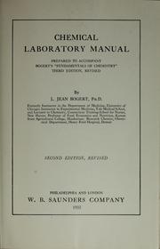 Cover of: Chemical laboratory manual: prepared to accompany Bogert's "Fundamentals of chemistry", third edition, revised