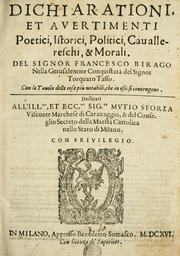 Cover of: Dichiarationi, et avertimenti by Francesco Birago