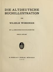 Cover of: Die altdeutsche buchillustration
