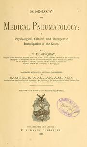 Cover of: Essay on medical pneumatology: a physiological, clinical, and therapeutic investigation of the gases