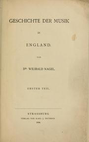 Cover of: Geschichte der Musik in England.