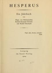 Cover of: Hesperus: ein Jahrbuch von Hugo von Hofmannsthal, Tudolf Alexander Schröder und Rudolf Borchardt.