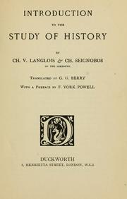 Cover of Introduction aux ètudes historiques