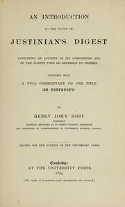 Cover of: An introduction to the study of Justinian's Digest by Henry John Roby