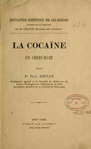 La cocaïne en chirurgie by Paul Reclus
