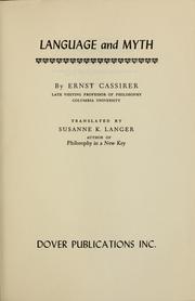 Cover of: Language and myth. by Ernst Cassirer