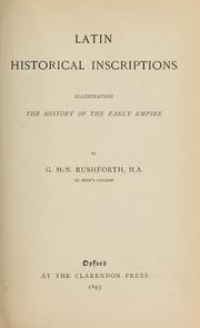 Cover of: Latin historical inscriptions