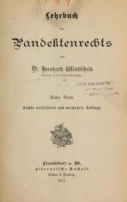 Cover of: Lehrbuch des Pandektenrechts by Bernhard Windscheid, Bernhard Windscheid