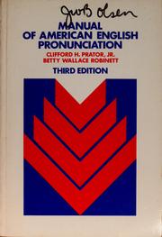 Cover of: Manual of American English pronunciation by Clifford H. Prator
