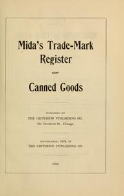 Cover of: Mida's trade-mark register of canned goods by Criterion Publishing Co