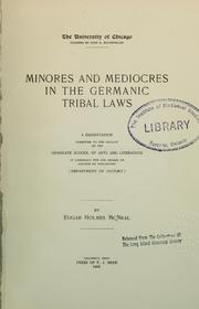 Cover of: Minores and mediocres in the Germanic tribal laws. | Edgar Holmes McNeal