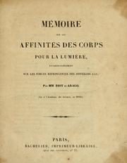 Cover of: M©♭moire sur les affinit©♭s des corps pour la lumi©·re by Jean-Baptiste Biot