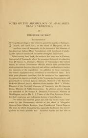 Notes on the archeology of Margarita island, Venezuela by Theodoor Hendrik Nikolaas de Booy