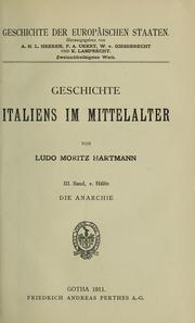 Cover of: Geschichte italiens im Mittelalter. by Ludo Moritz Hartmann