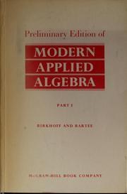 Cover of: Preliminary edition of Modern applied algebra