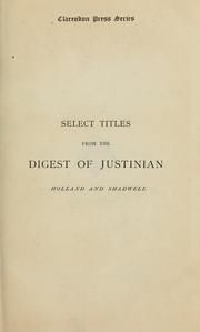 Cover of: Select titles from the Digest of Justinian