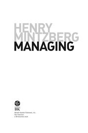 Cover of: Managing | Henry Mintzberg