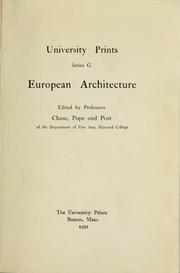 Cover of: University prints. Series G.: European architecture