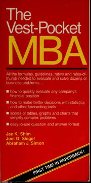 Cover of: The vest-pocket MBA by Jae K. Shim